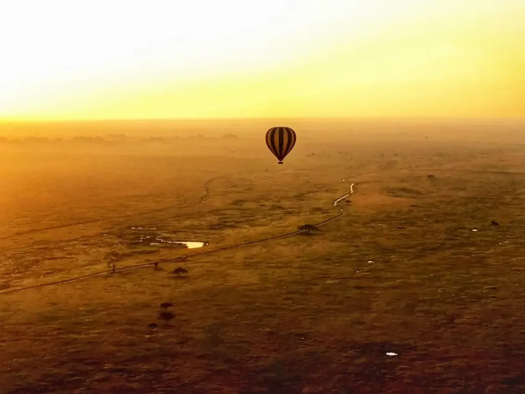 Floating serenity: hot air balloon safari over serengeti plains