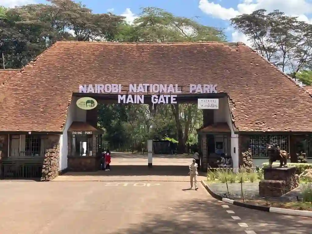 Entrance gate of nairobi national park, showcasing the unique blend of wildlife and cityscape – a must-visit destination for nature enthusiasts.